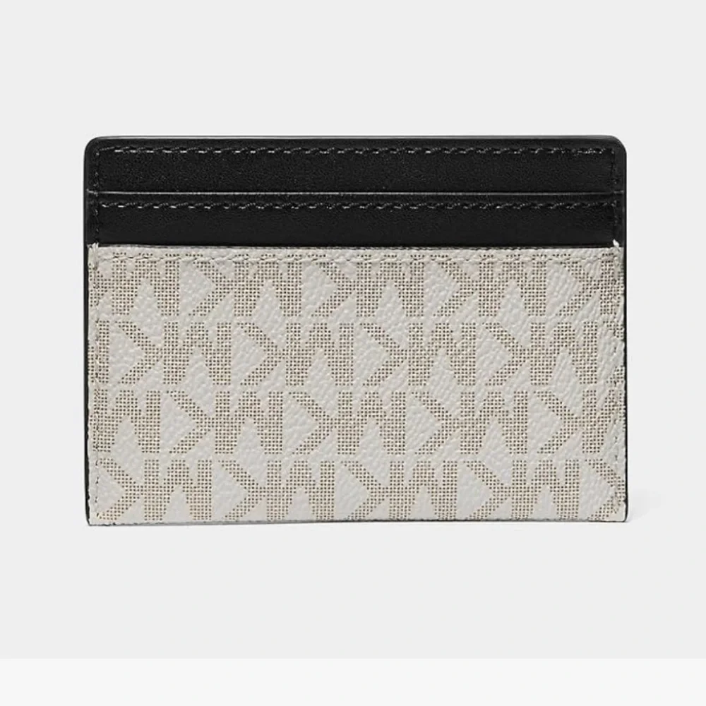 Michael Kors Reed Large Leather Card Holder - Vanilla/Black